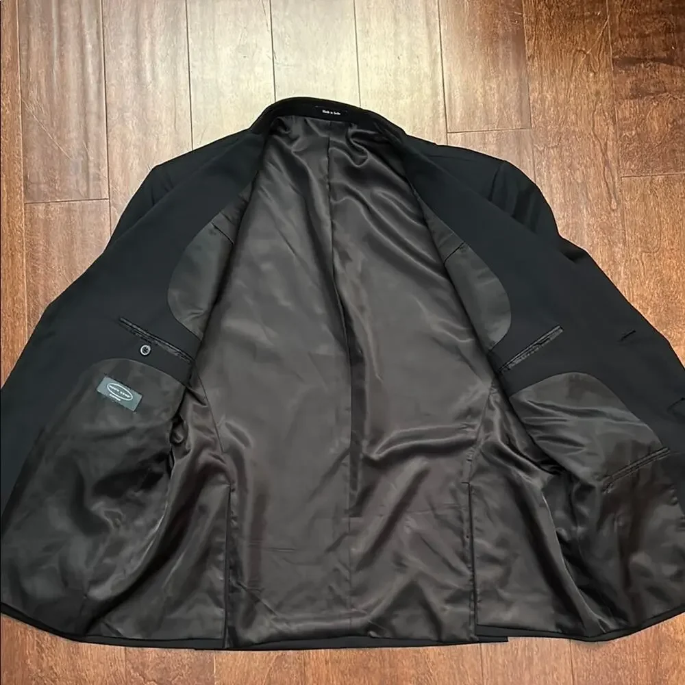Pronto Uomo Black 100% Wool Blazer, Classic Style, Size 44 Short/38 Waist